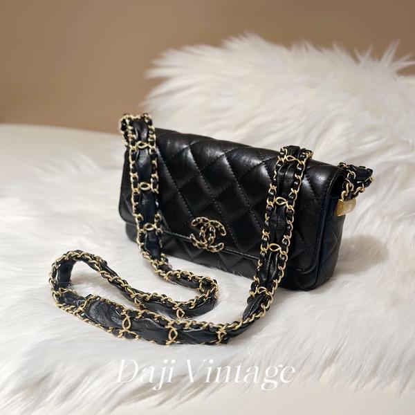 大吉中古/Chanel香奈儿23k黑金宽肩带单肩包