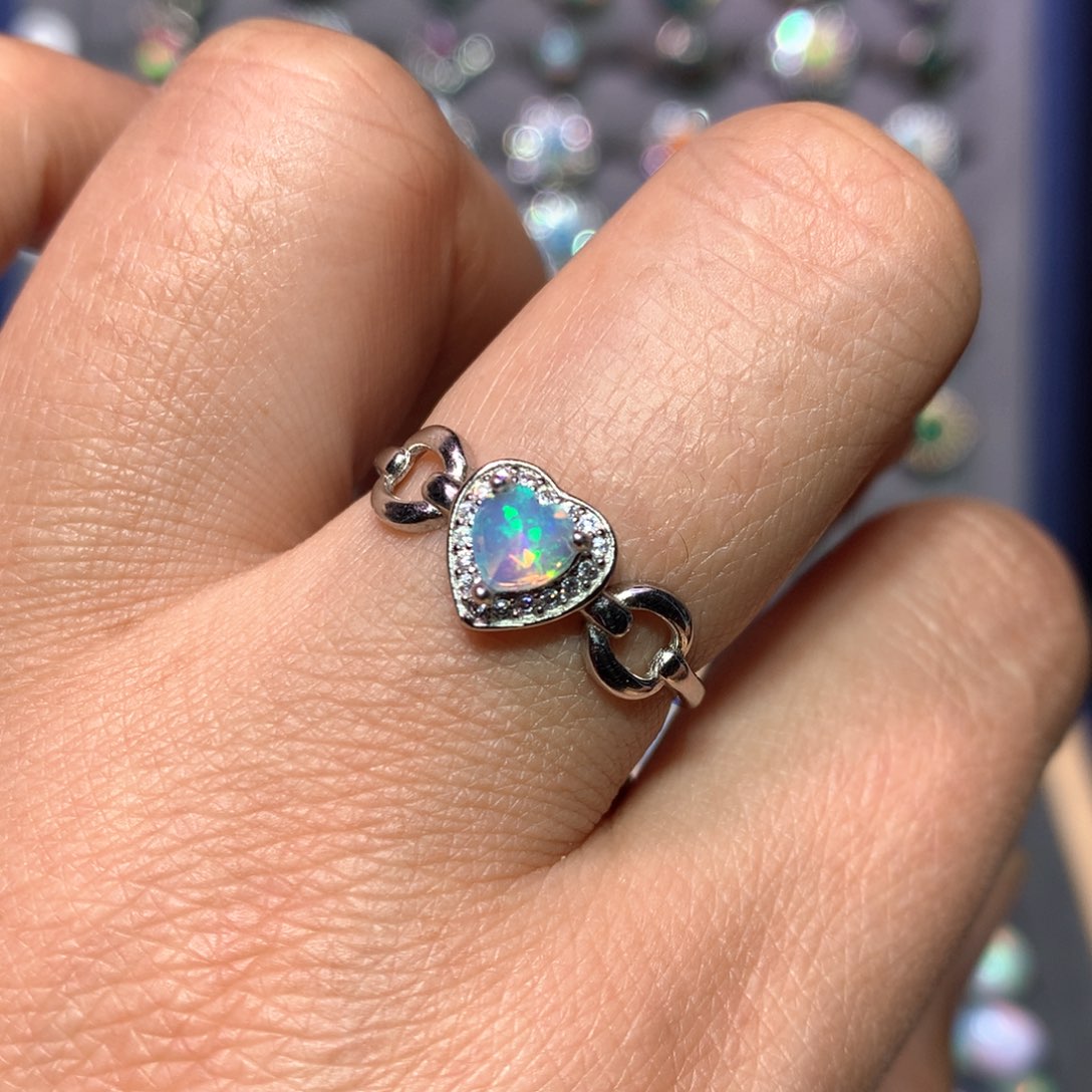 欧泊戒指款式银S925镶嵌