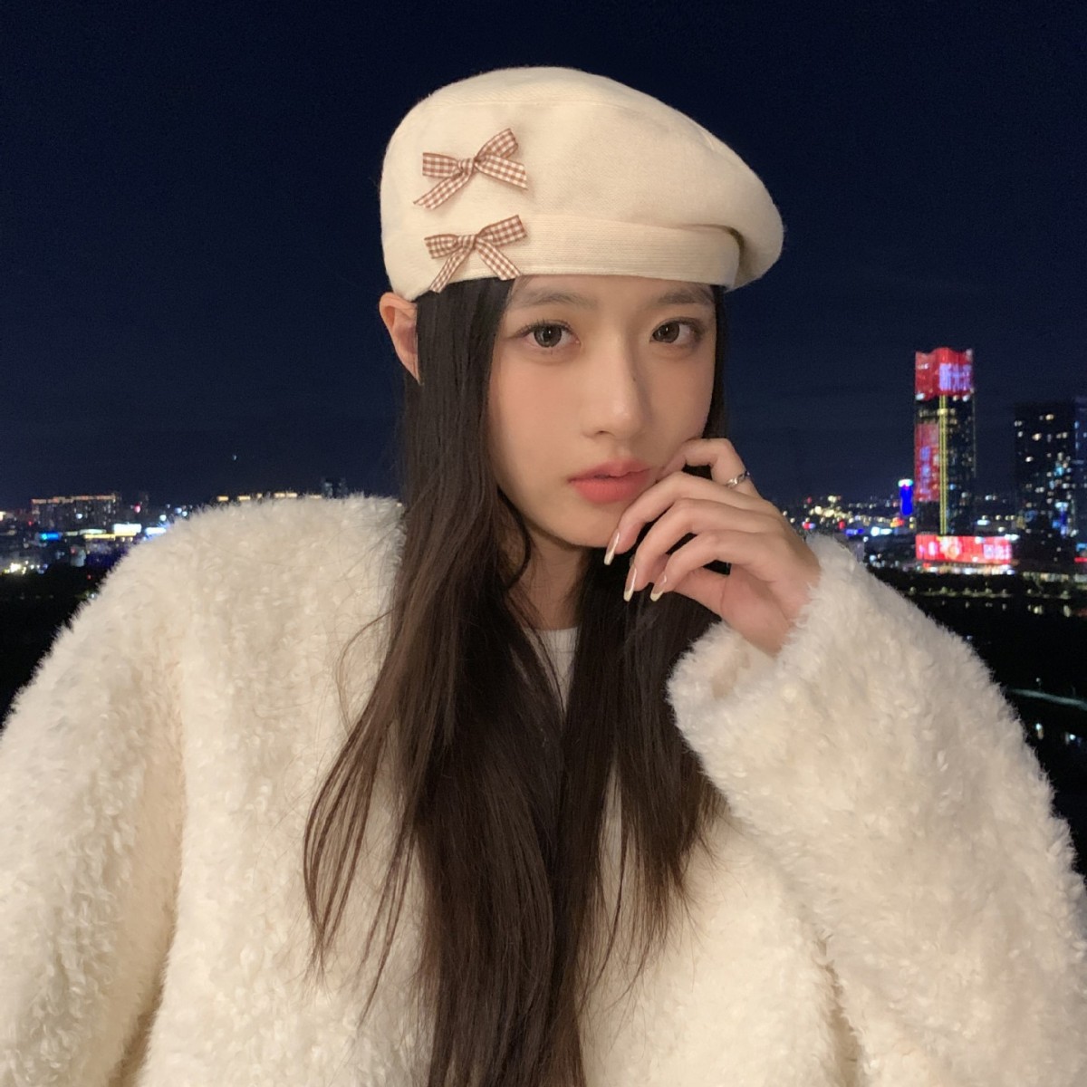 2025新款帽子女士百秋冬季围版秋冬帽韩画家冬季甜美报童时尚大头