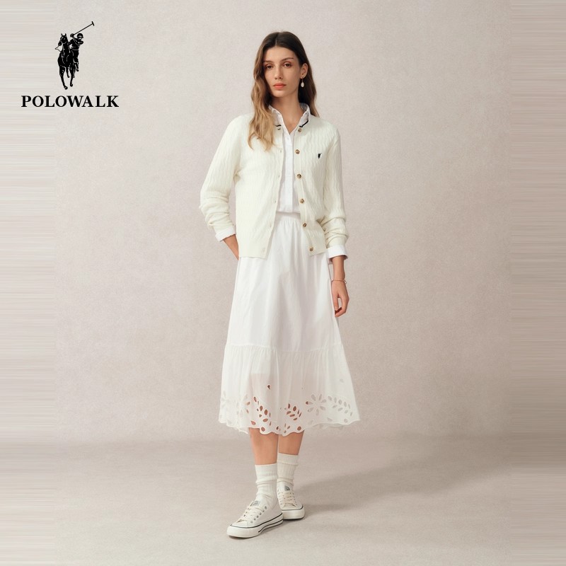 POLOWALK女式长袖针织衫2025秋冬新品修身通勤百搭针织毛W5158062