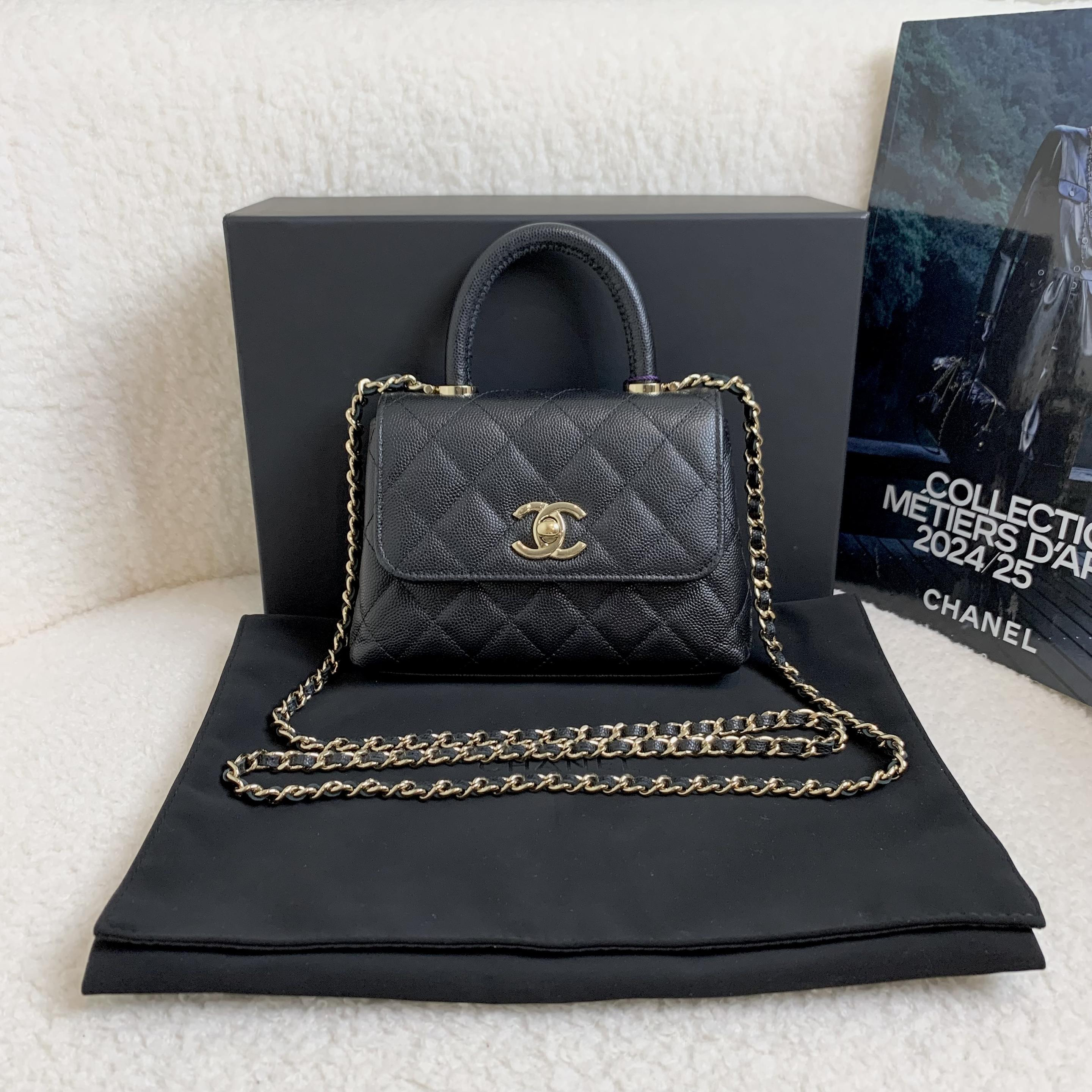 99新 Chanel/香奈儿 壹臻/24K黑金牛handle nano包55670424