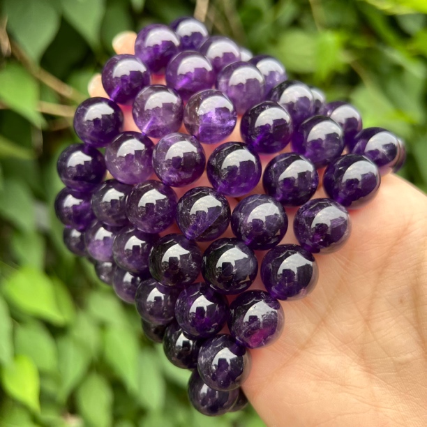 【月月家】O035 天然水晶 高品乌拉圭紫水晶素圈手串 多样性发其一