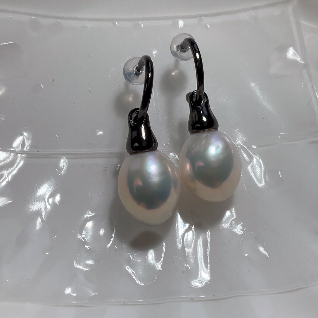 淡水珍珠耳饰银S925镶嵌