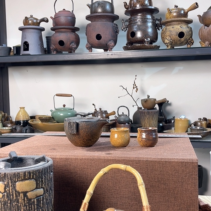 紫泥茶壶紫砂粗陶茶器