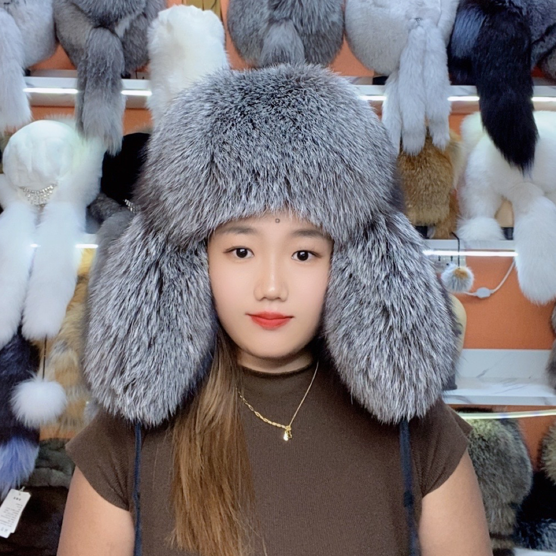 银蓝霸王帽男士冬季户外加厚保暖冬北全毛霸王帽皮草帽