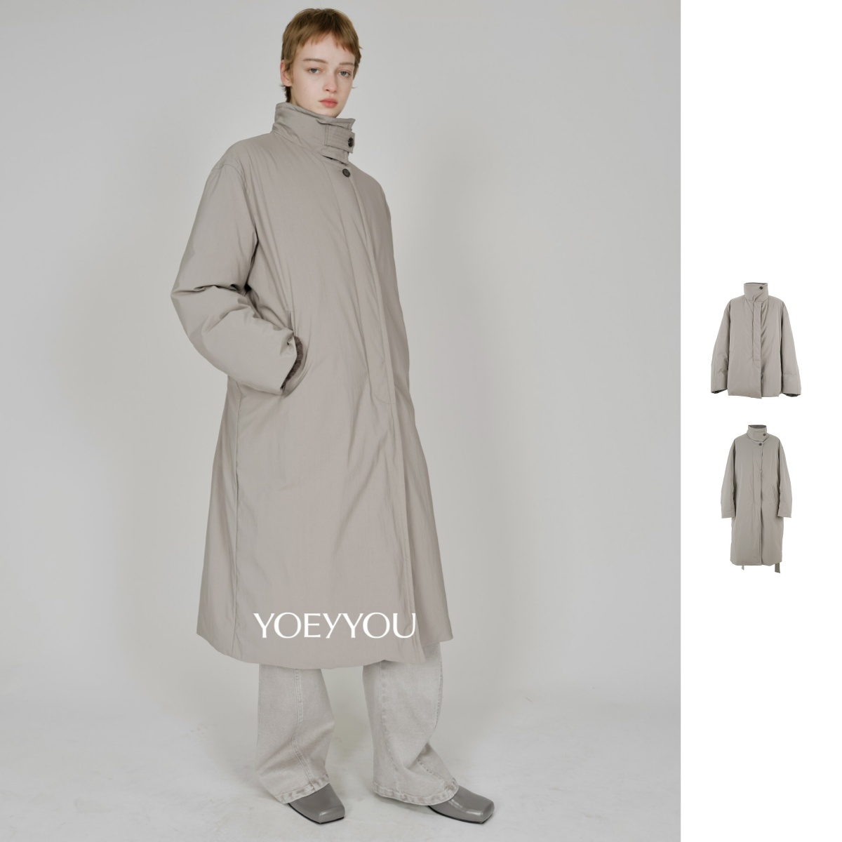 项小七YOE YYOU  25秋冬新品风衣感长款羽绒服/造型风衣式