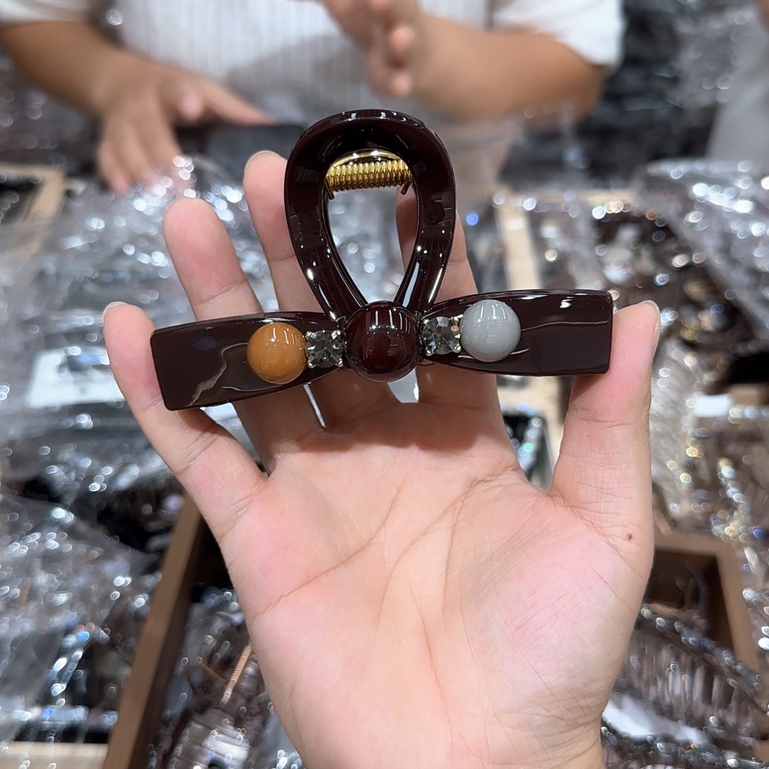 布艺非金属2支巧克力色双弹簧抓夹