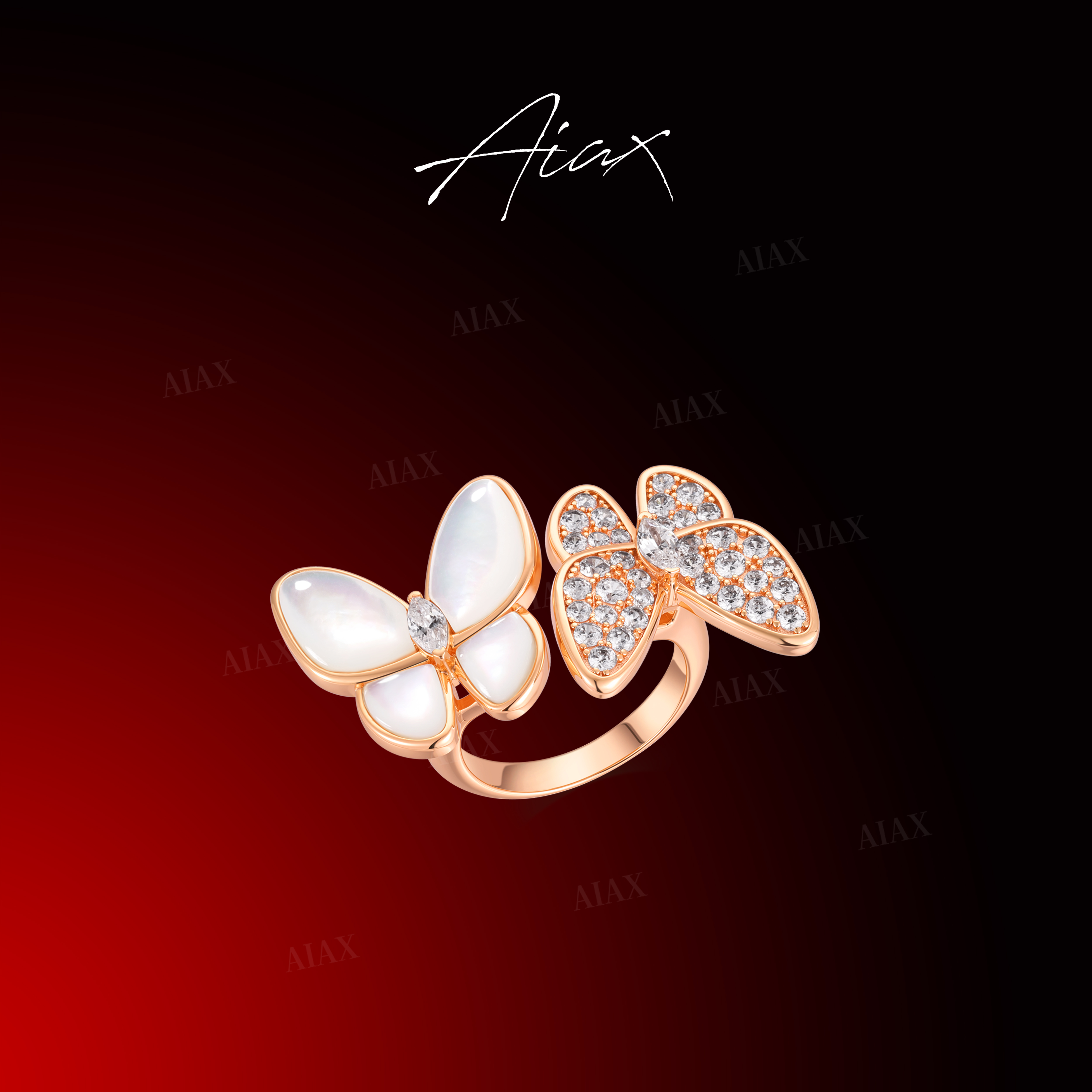 AIAX  镀k金【情人节】时尚简约百搭轻奢精致气质蝴蝶戒指TSS7444