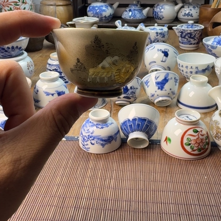 瓷片青花瓷器杯子茶具