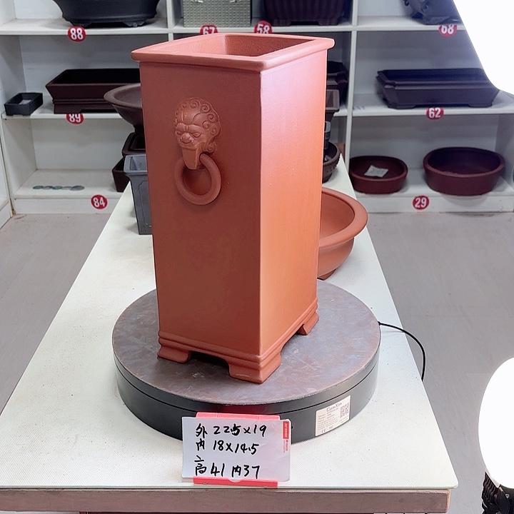 紫砂花盆扁千筒盆