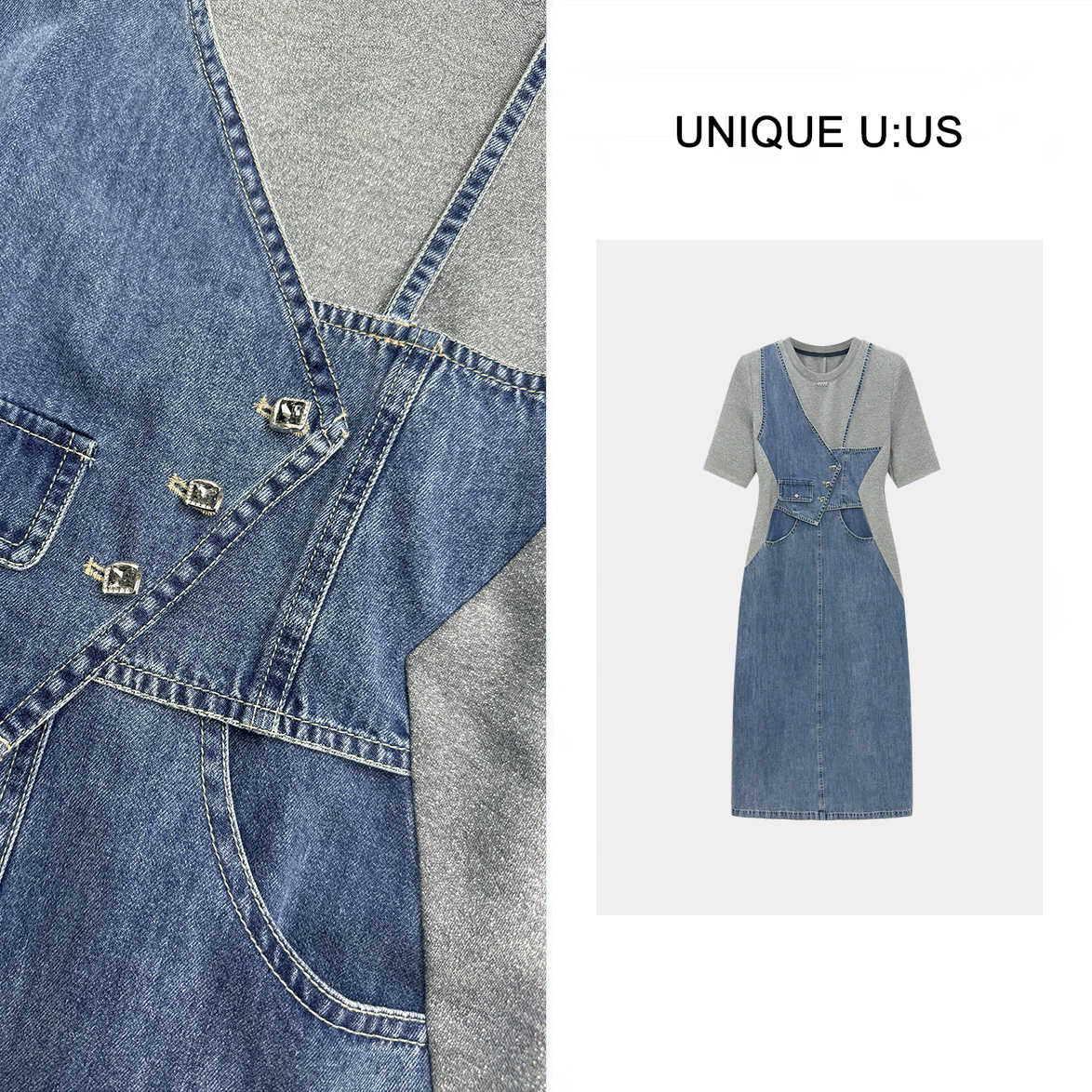 UNIQUE U:US 【歌剧魅影】时尚休闲百搭连衣裙-250315-L