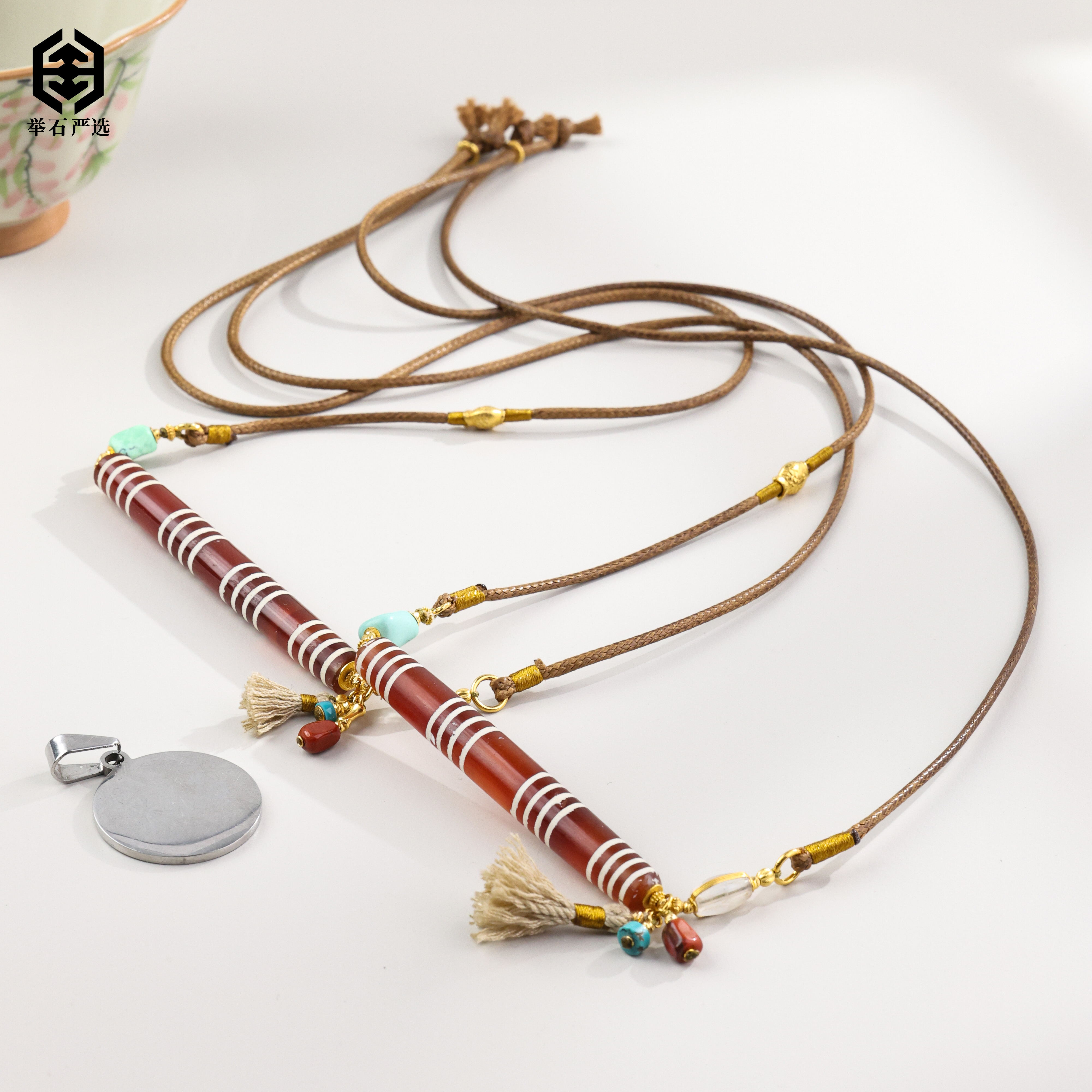 【举石】H1129-3793-0187天珠玛瑙吊坠18k（一件/多样性）O