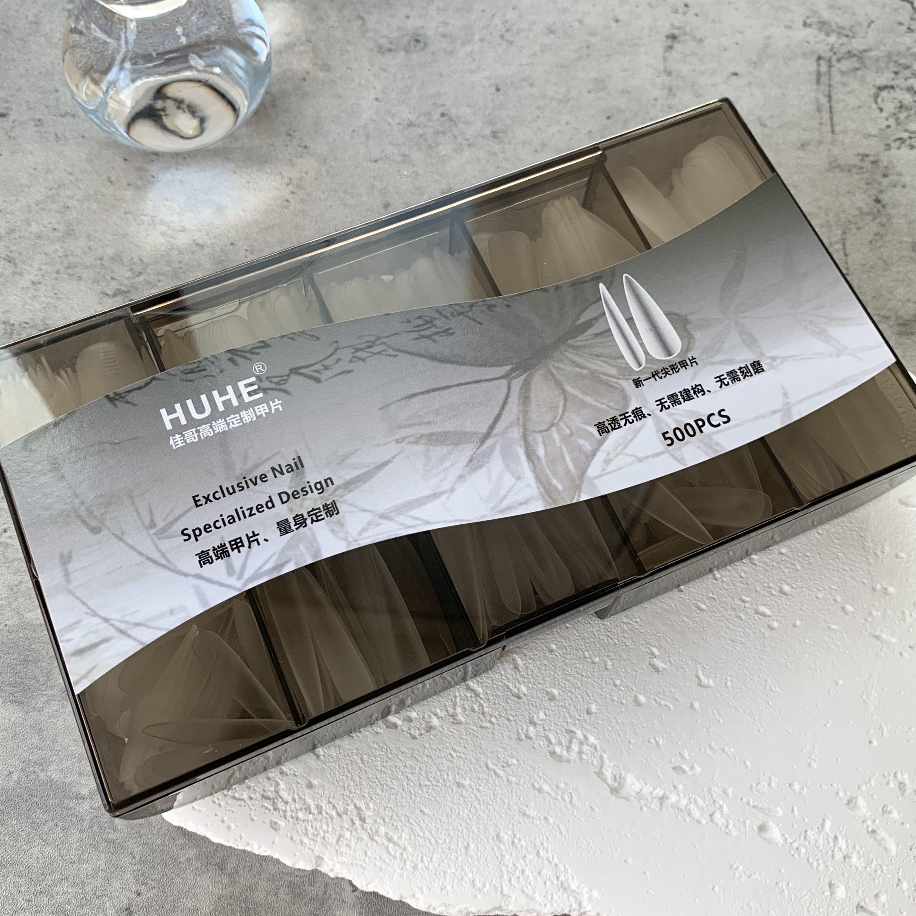 美甲专用加长尖型磨砂甲片（500片）