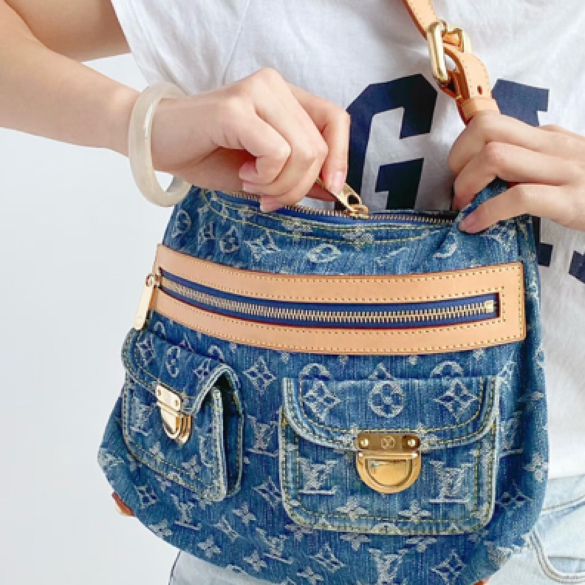 95新 LouisVuitton/路易威登 LV单宁曼哈顿baggy973018