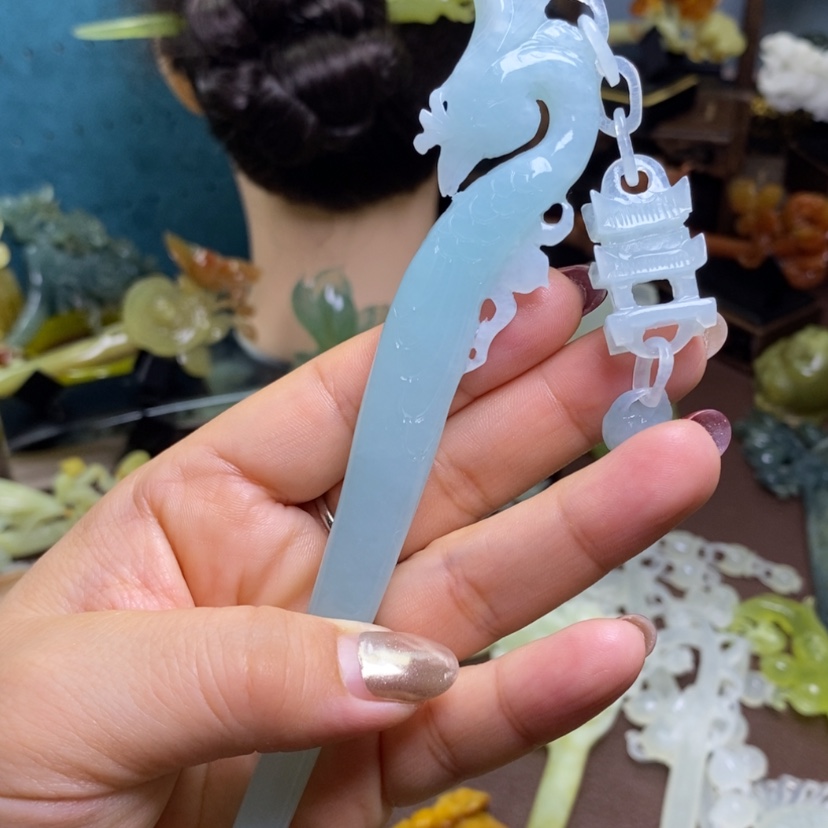 【闪购商品】岫玉发簪发簪盘发发簪未镶嵌L***a