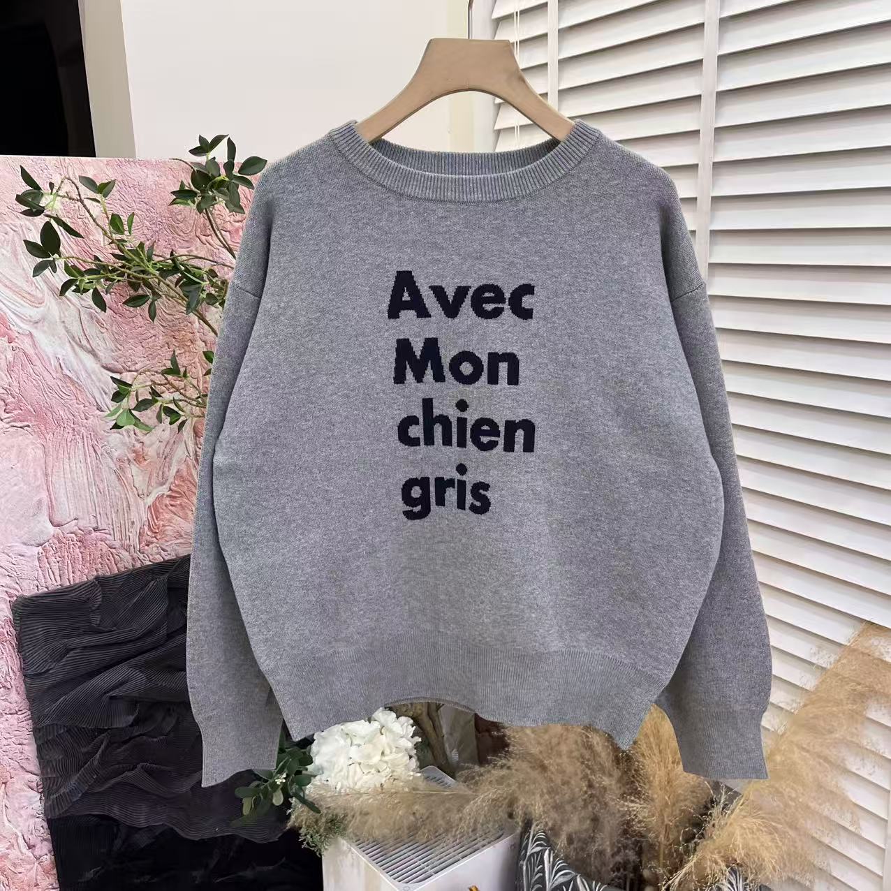 高密休闲「圆领套头长袖」简约针织毛衣女E6473