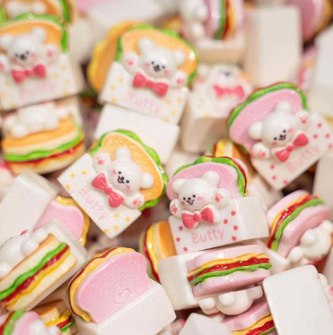 【许愿&相同+1】定制线条小狗蛋糕三明治卡通食玩手工diy造景小摆件