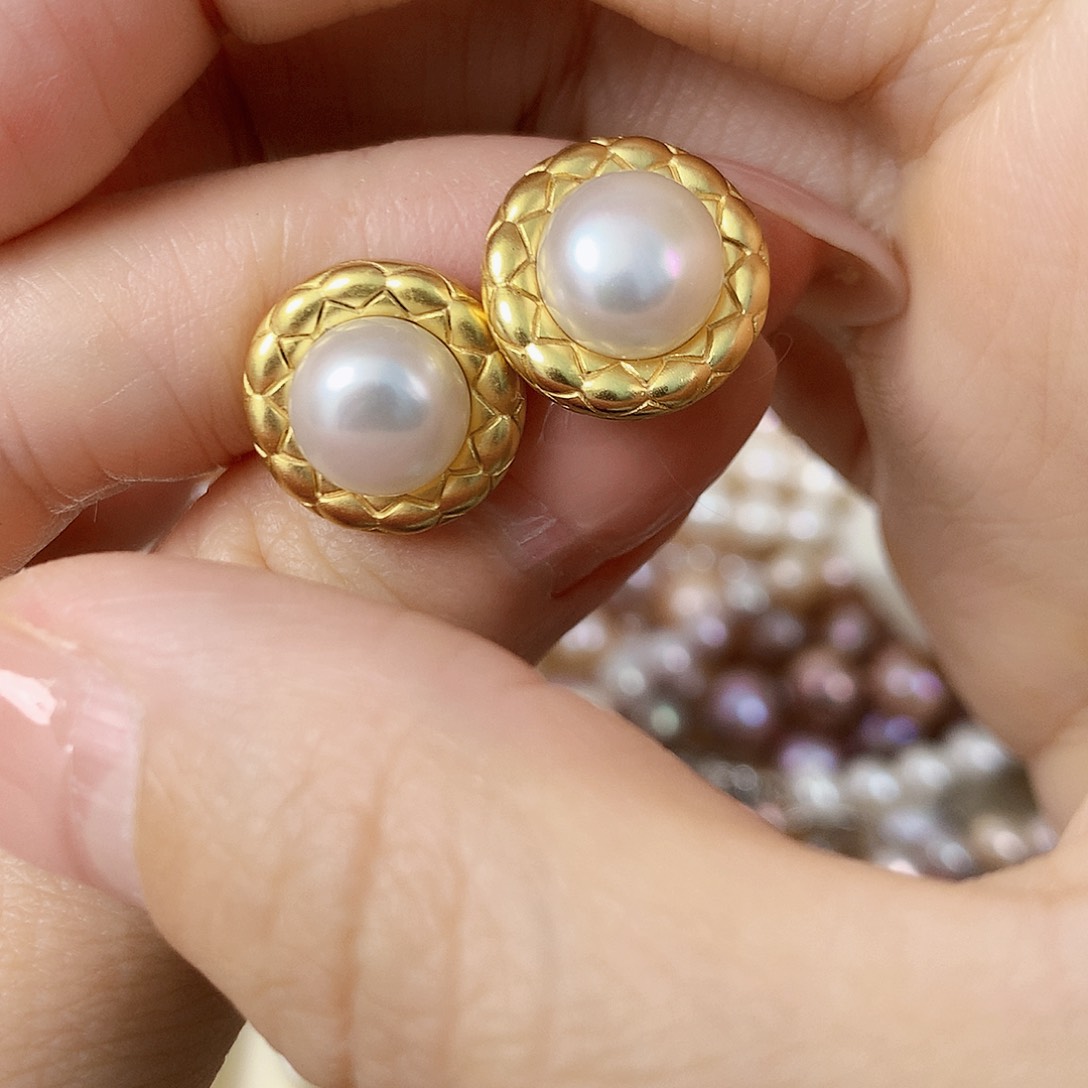 银S925镶嵌淡水珍珠耳饰