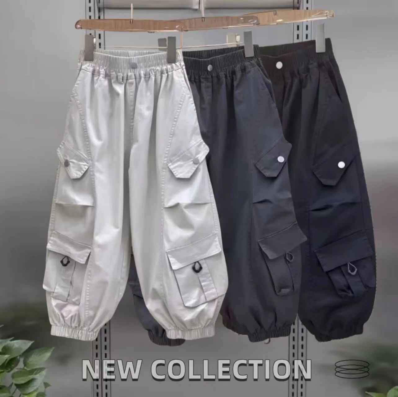 【纯棉水洗】男童工装裤春秋款儿童休闲裤2025新款中大童长裤子潮