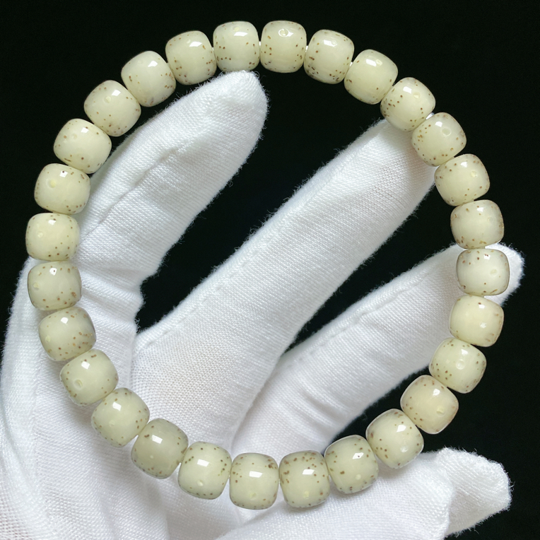 海南料原生态石玉料8×7糯冰灰冰小冰糖全玉化月朗星稀8星月菩提