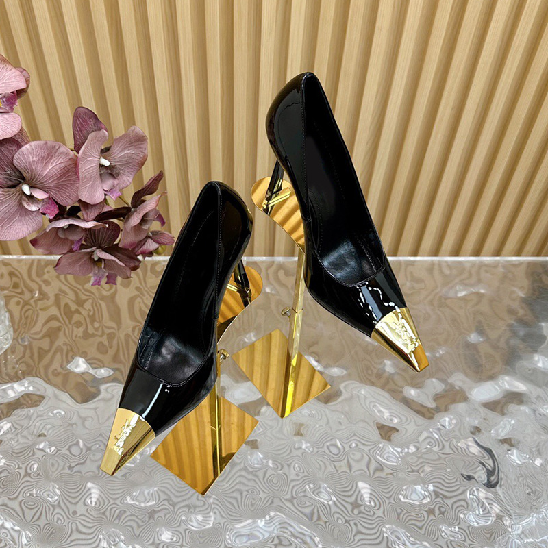 杨树林同款金属方头细跟高跟鞋女鞋2025秋冬新款凉鞋气质御姐单鞋