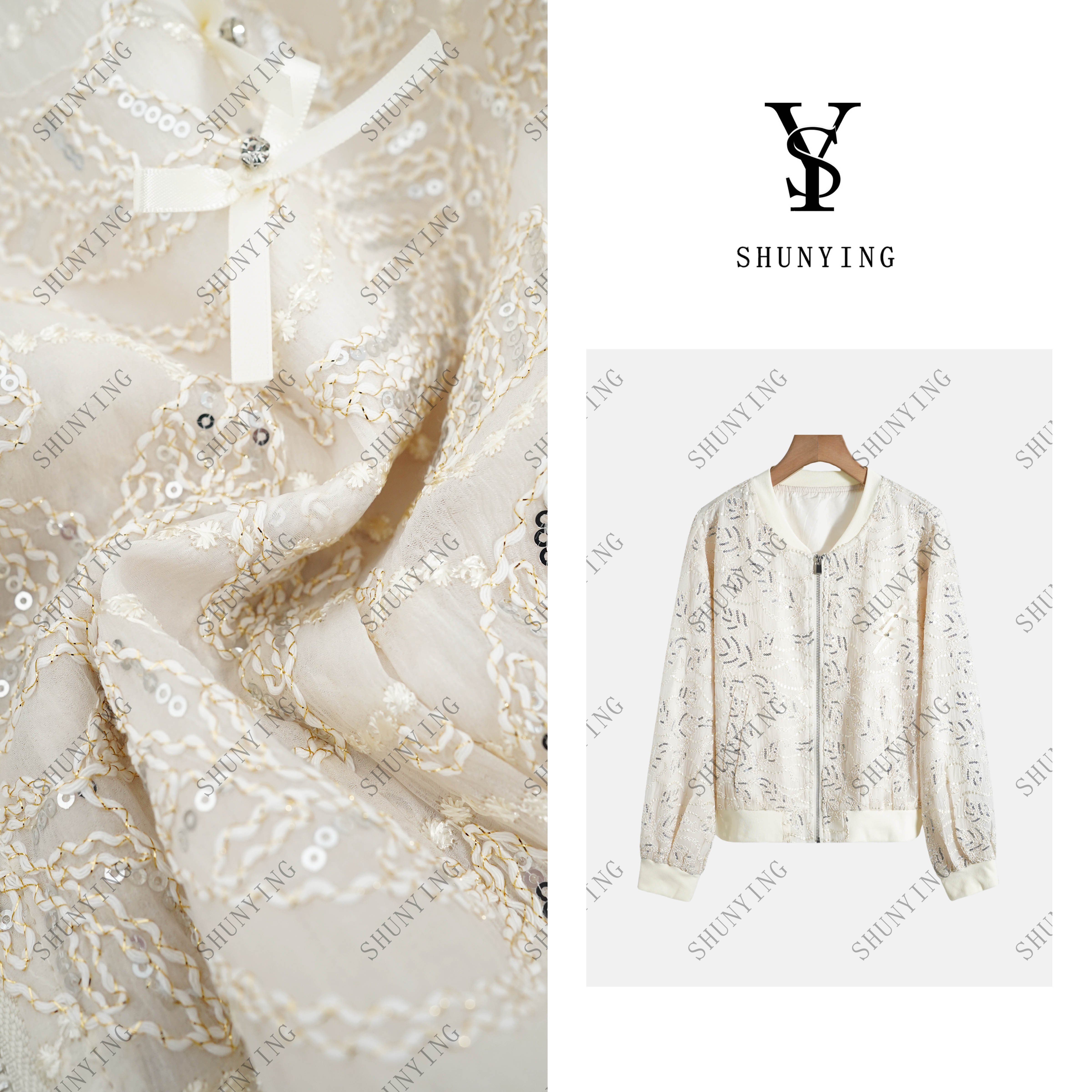 仟娜【克拉棒球服】精致时尚休闲圆领亮片休闲短外套SY71WT8520