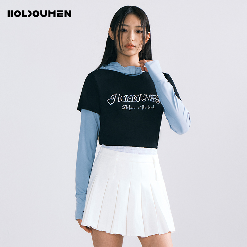 Holdoumen25春夏日常系列珍珠短款T恤