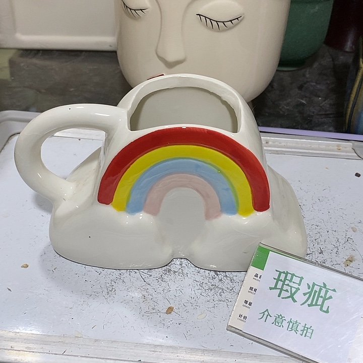 紫砂花盆多肉瑕疵盆有孔。