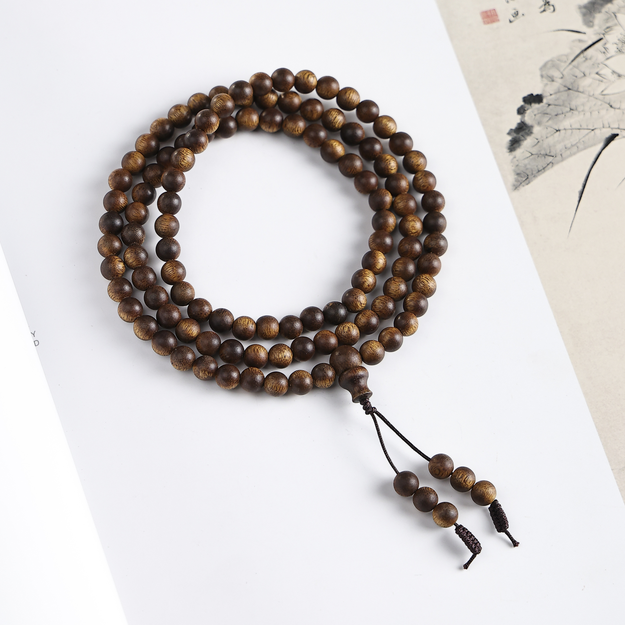 【嘉木】L035越南芽庄老料白奇楠多圈手串