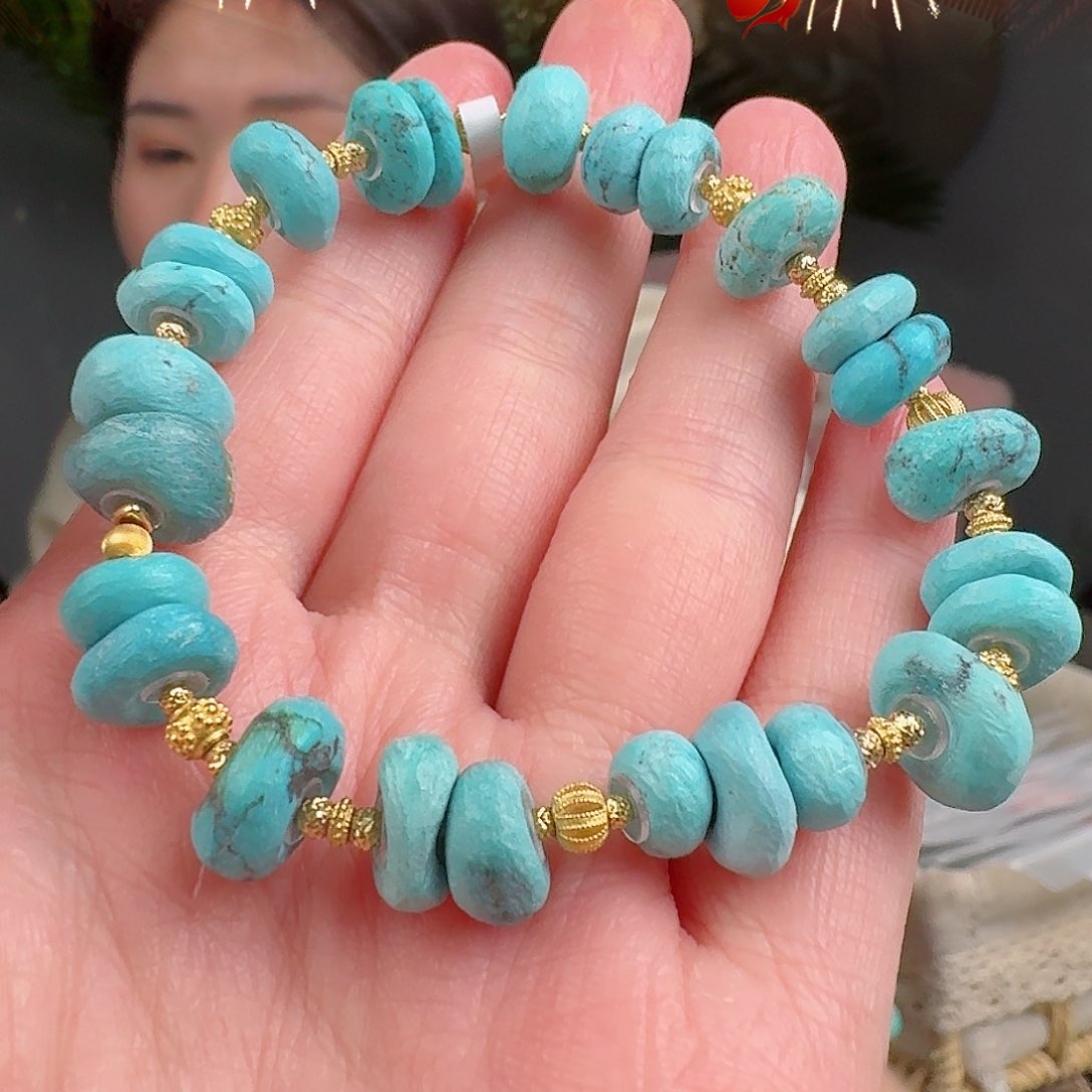 绿松石珠宝奇石18K金镶嵌