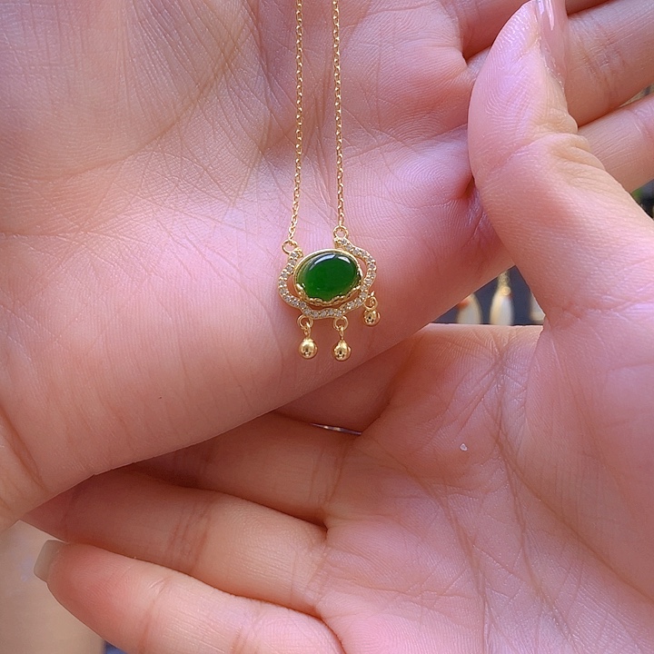 和田玉银S925镀金镶嵌颈饰