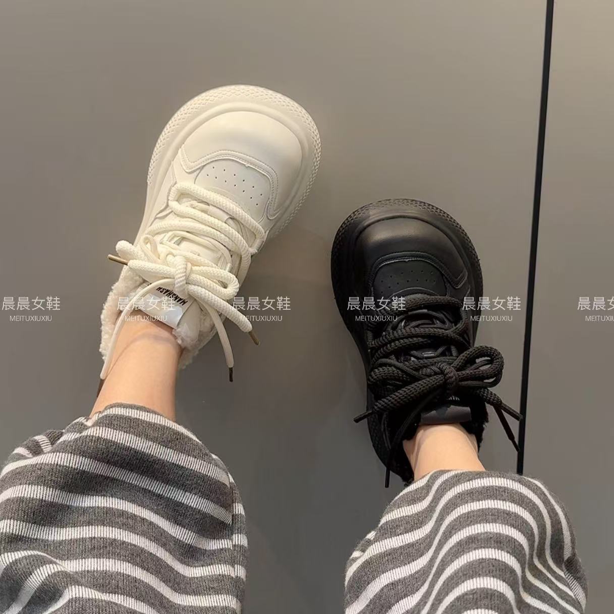 米其林大头娃娃鞋韩版丑萌厚底面包休闲板鞋