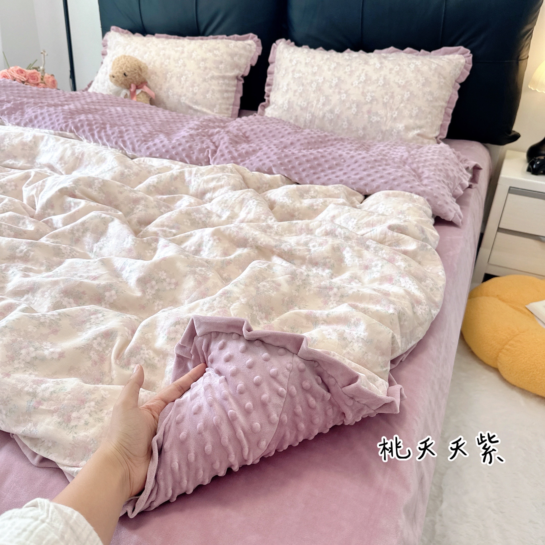【单被套】棉加绒单被套 A版纯棉双层纱B版加厚宝宝豆豆绒冬季保暖