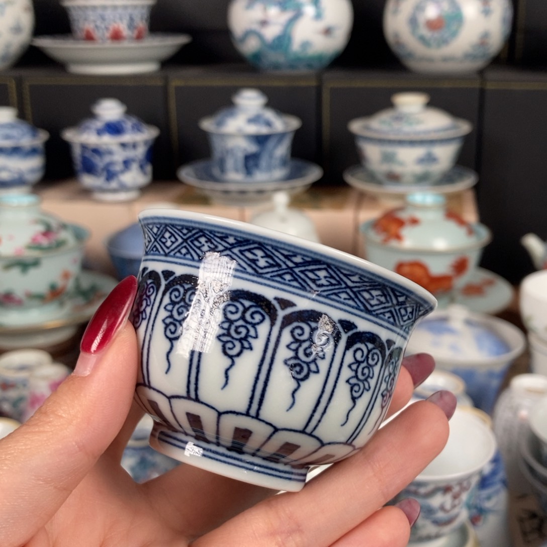 杯折葵非器柴窑卷草炉式杯