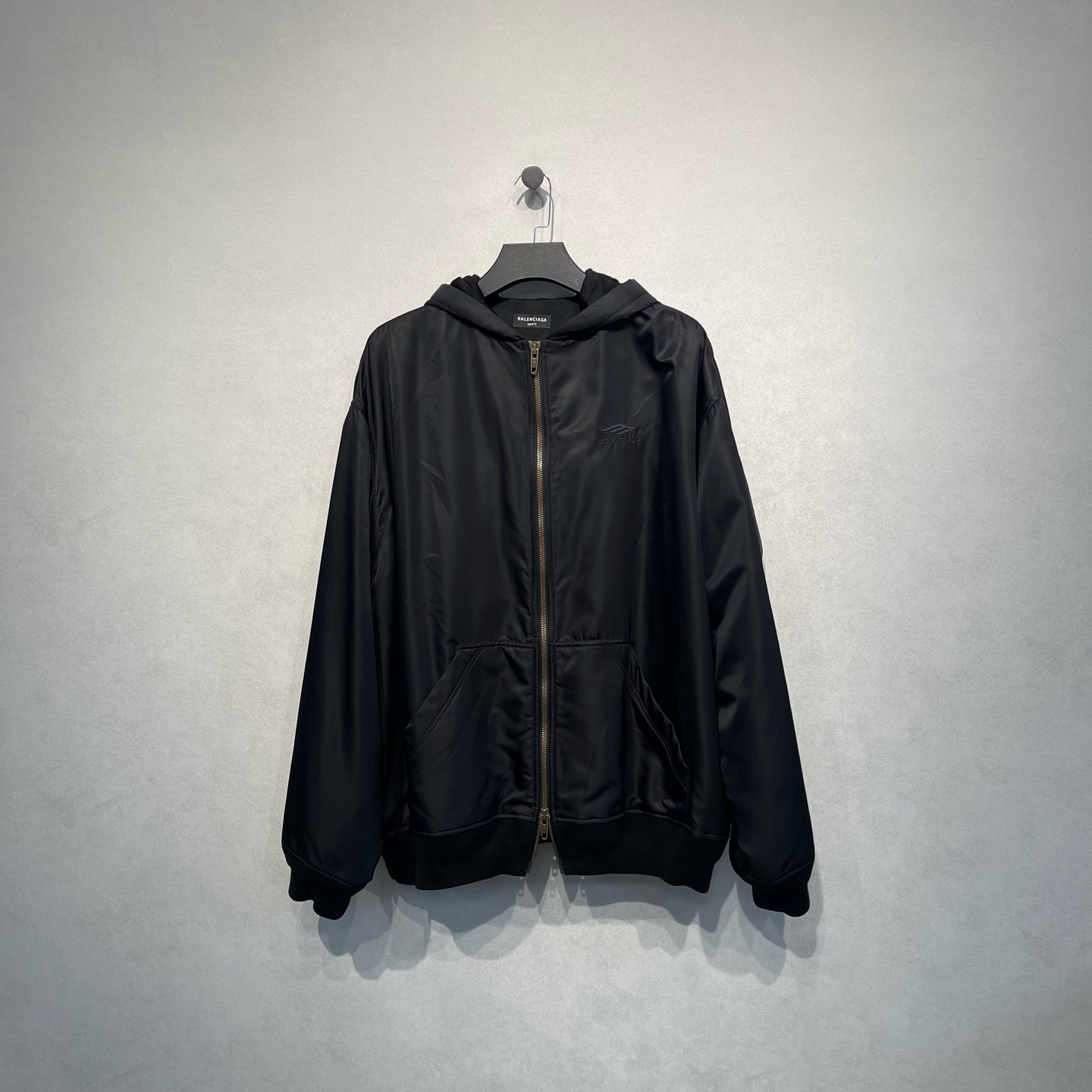 未使用 Balenciaga/巴黎世家 缎面3B刺绣logo拉链外套/XXS码/