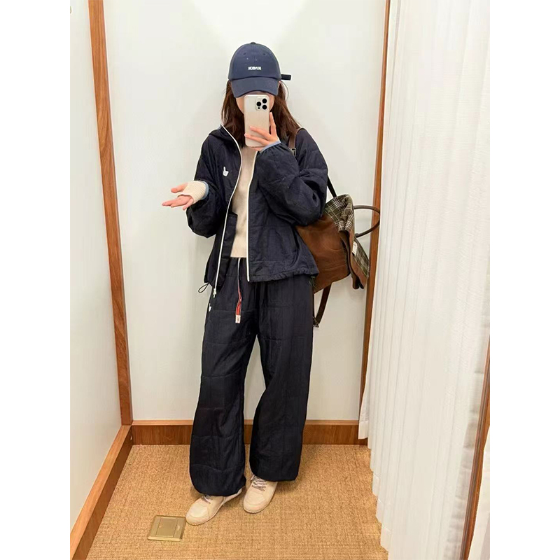 ReneRiva买手店 NATURAL HOTEL 轻棉绗缝连帽外套裤子套装