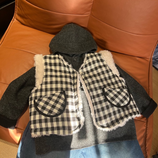 1672韩系休闲马甲两件套男女童冬季