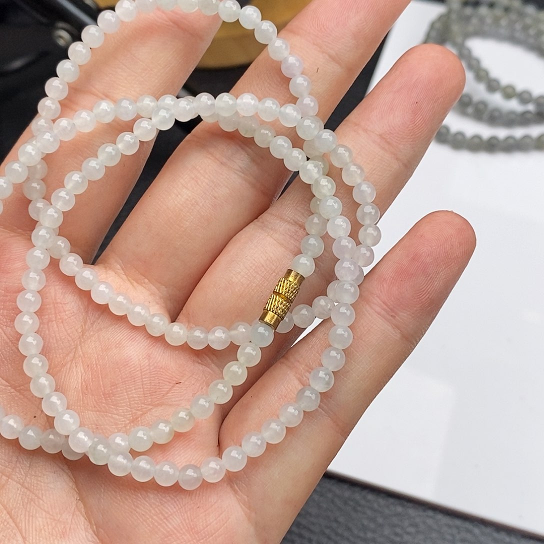 未镶嵌定制翡翠白冰卡4+长链