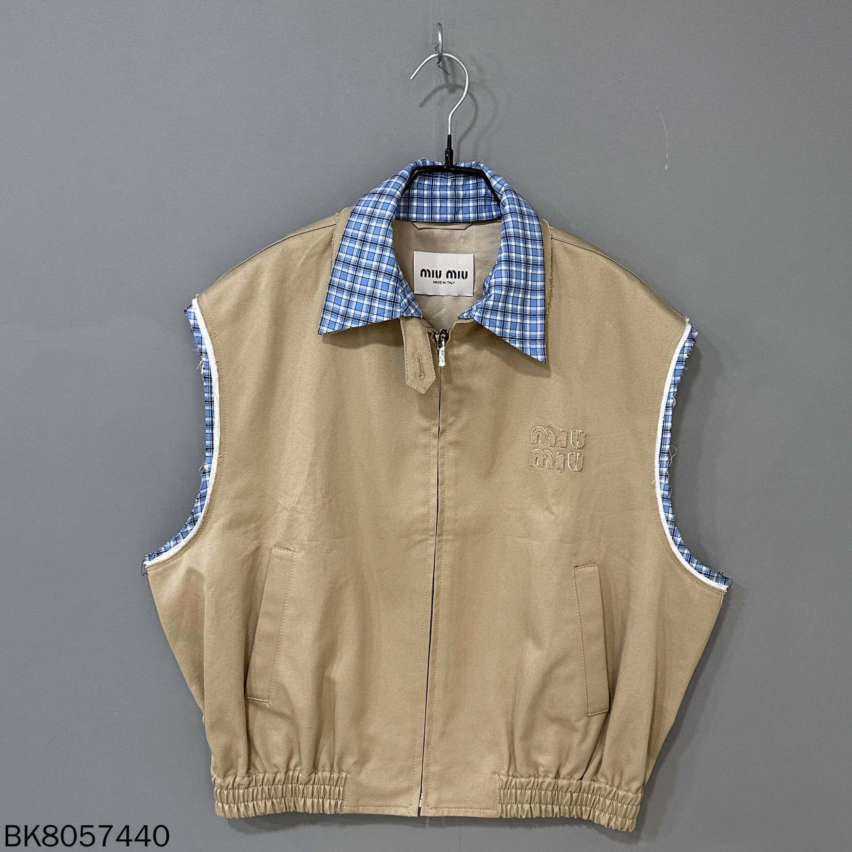 99新 MIU MIU/缪缪 缪缪25新款格纹拼接马甲外套/40/57440