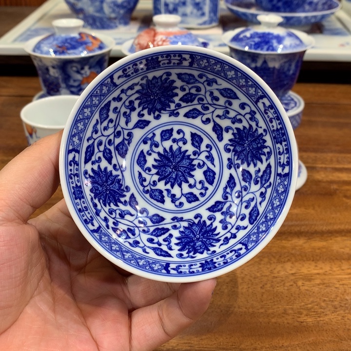 晓月柴窑 缠枝 斗笠杯