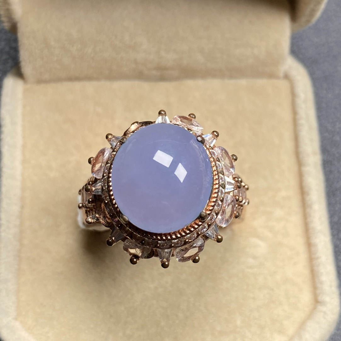 缅甸翡翠正冰紫罗兰戒指