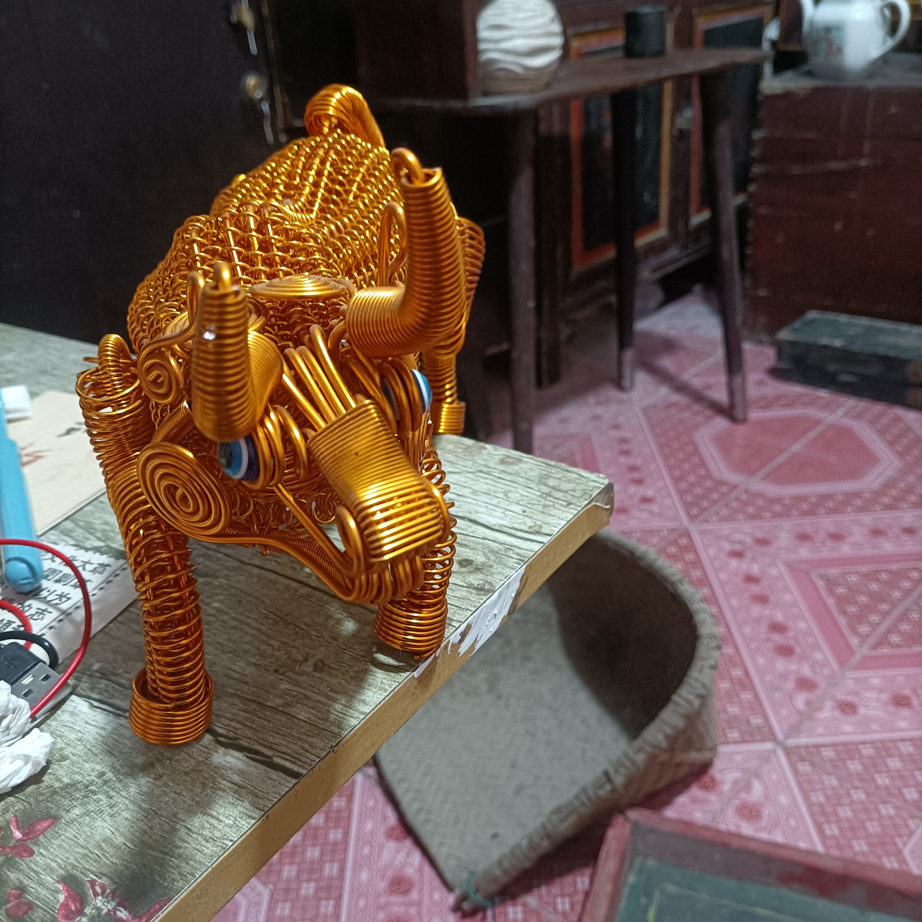 纯手工金属线编织工艺品个性创意家居摆件