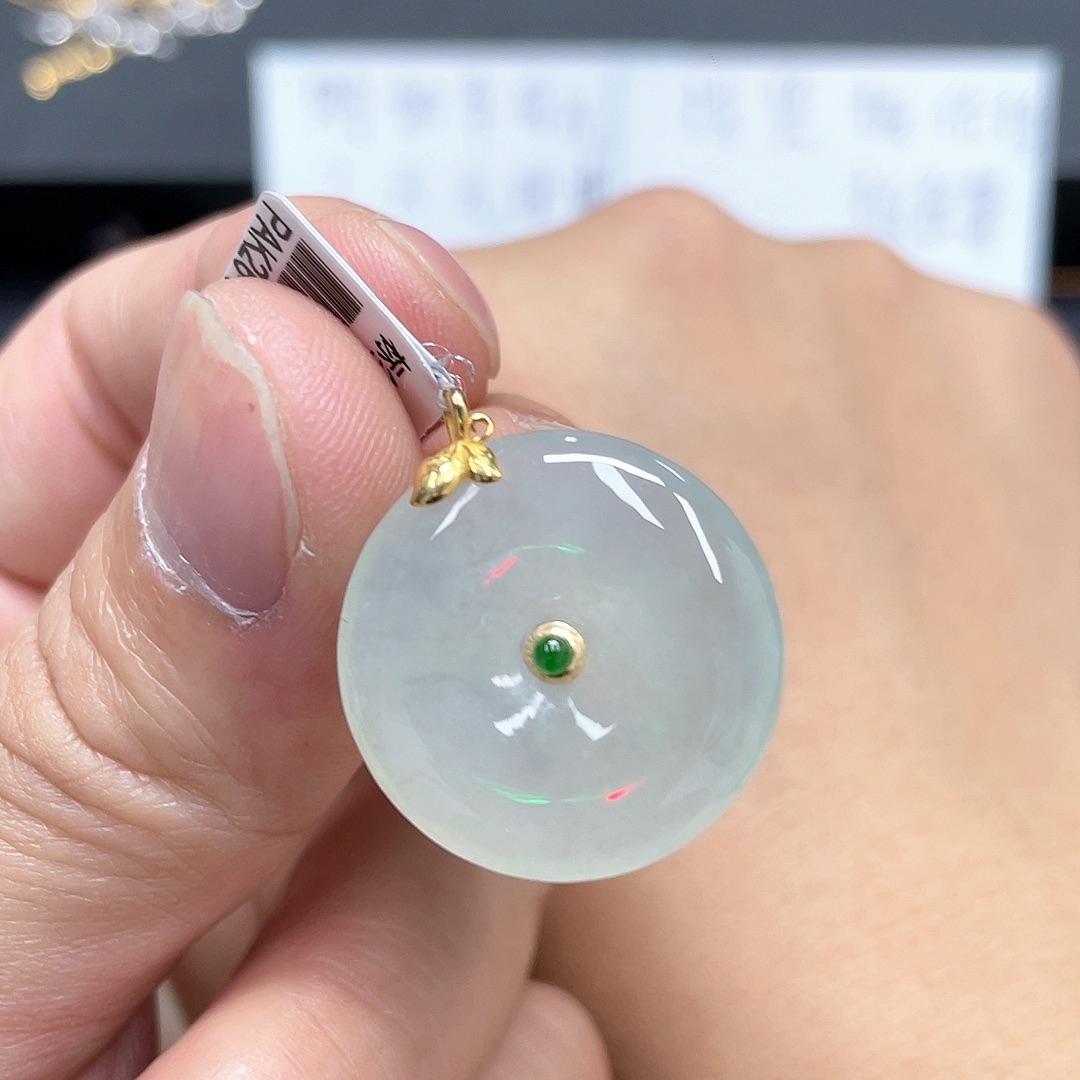 翡翠18K金镶嵌吊坠(不含链)