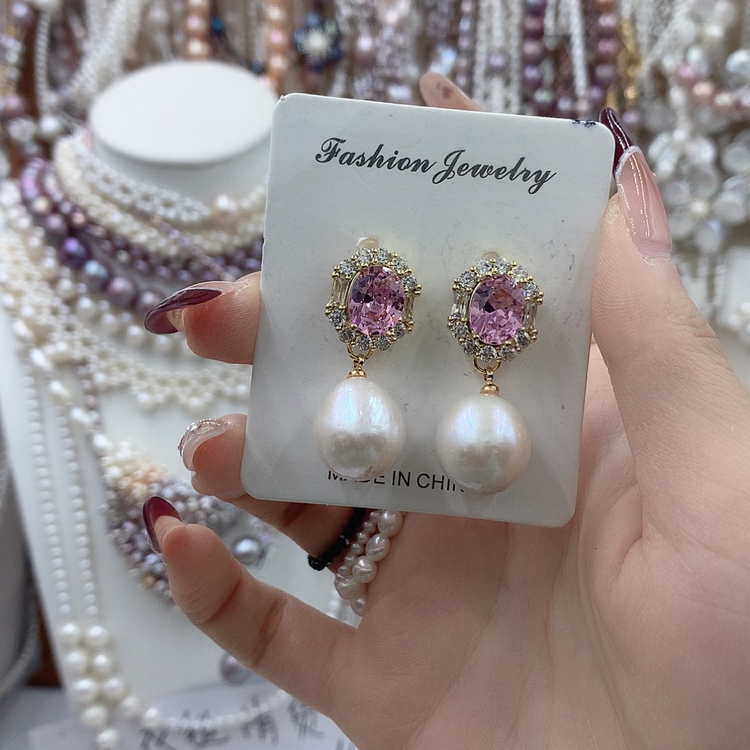 淡水珍珠耳饰银S925镶嵌