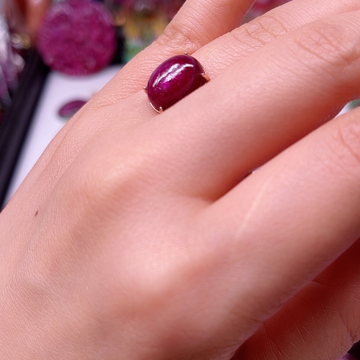 红宝石戒指银S925镶嵌