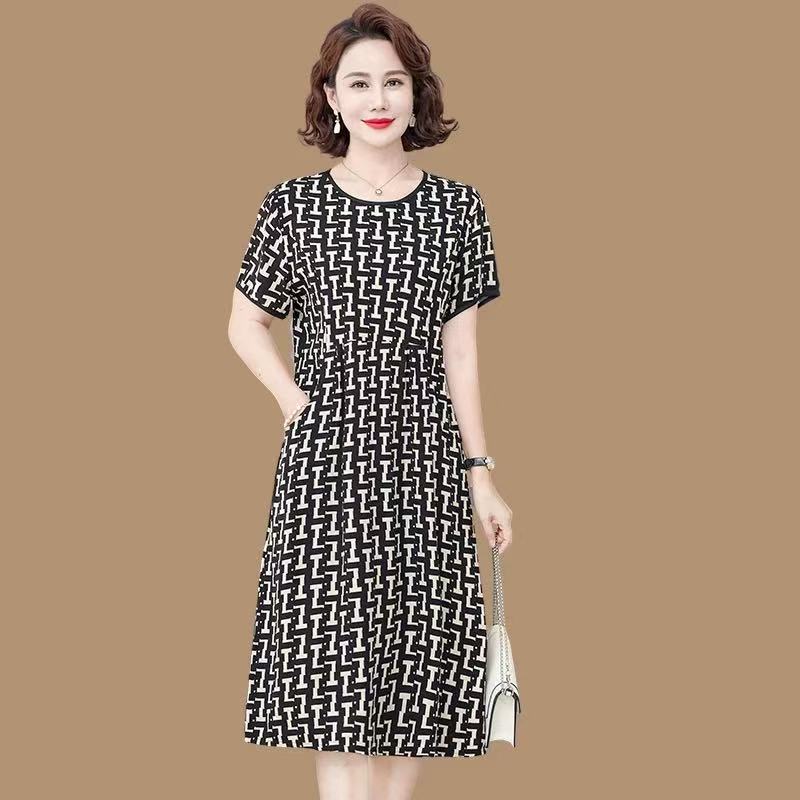 6689 夏季连衣裙宽松圆领短袖裙子