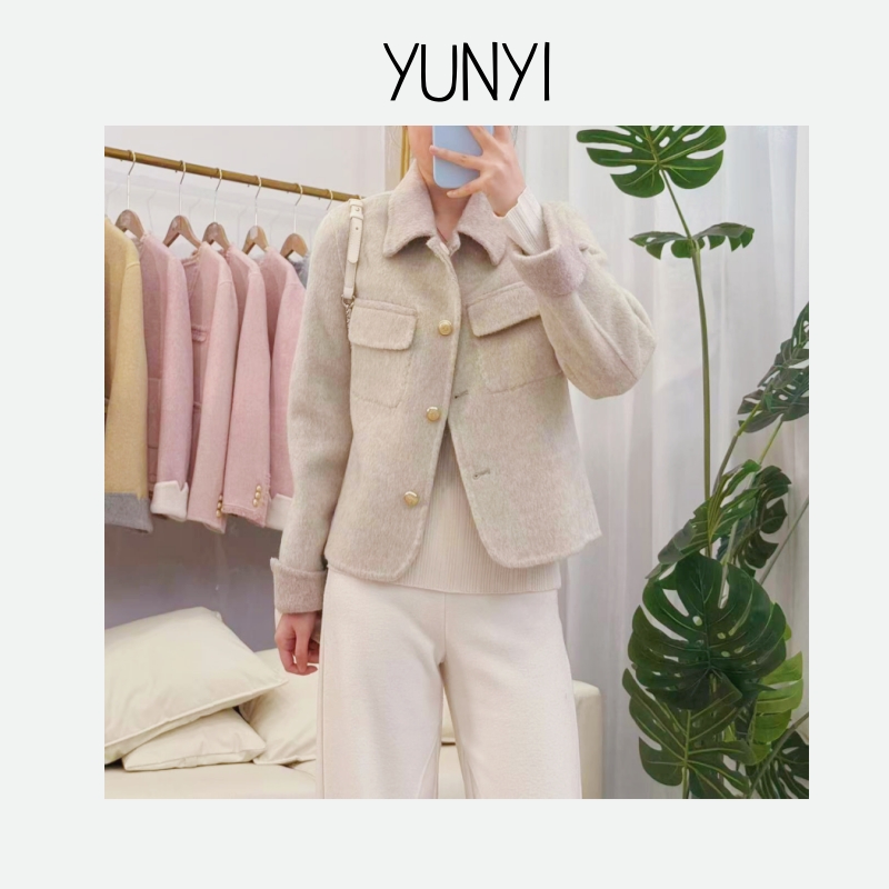 【云伊定制】‘一衣服两穿新款双面羊毛大衣短款毛呢外套秋冬2528