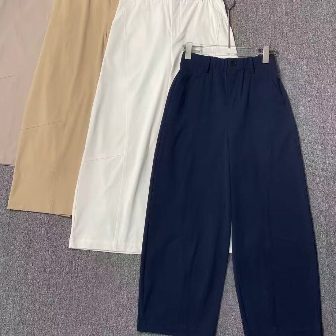 D50413秋季抗皱显瘦纯色极简百搭宽松阔腿九分裤
