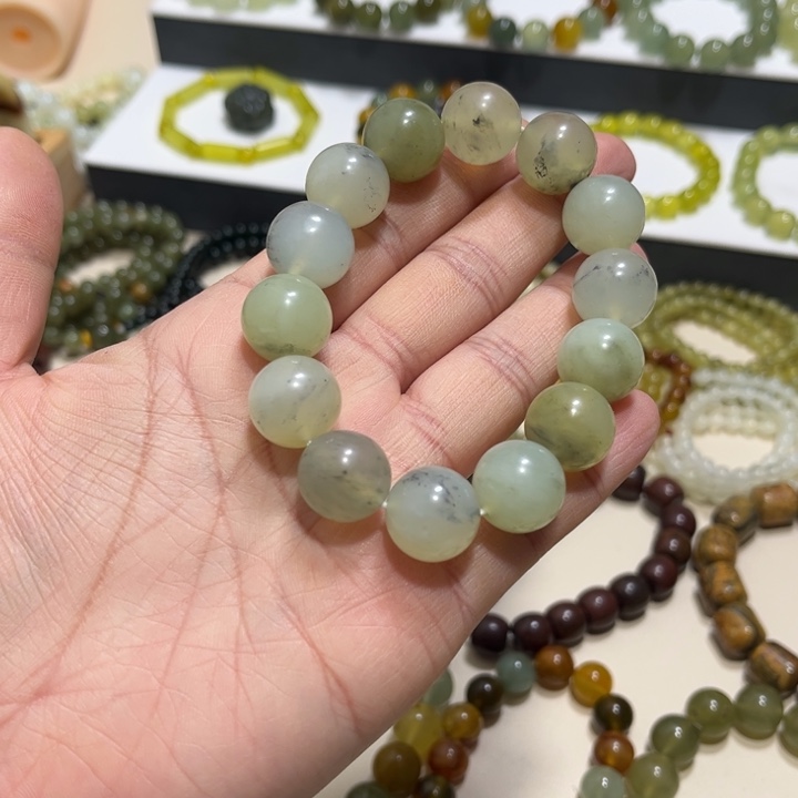 蛇纹石玉未镶嵌手链卡15