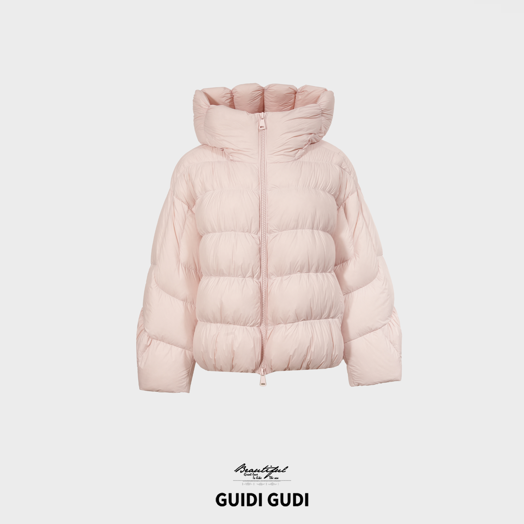 GUIDI GUDI【暮色伊人】秋冬极简风休闲羽绒服外套/黄加蓝 